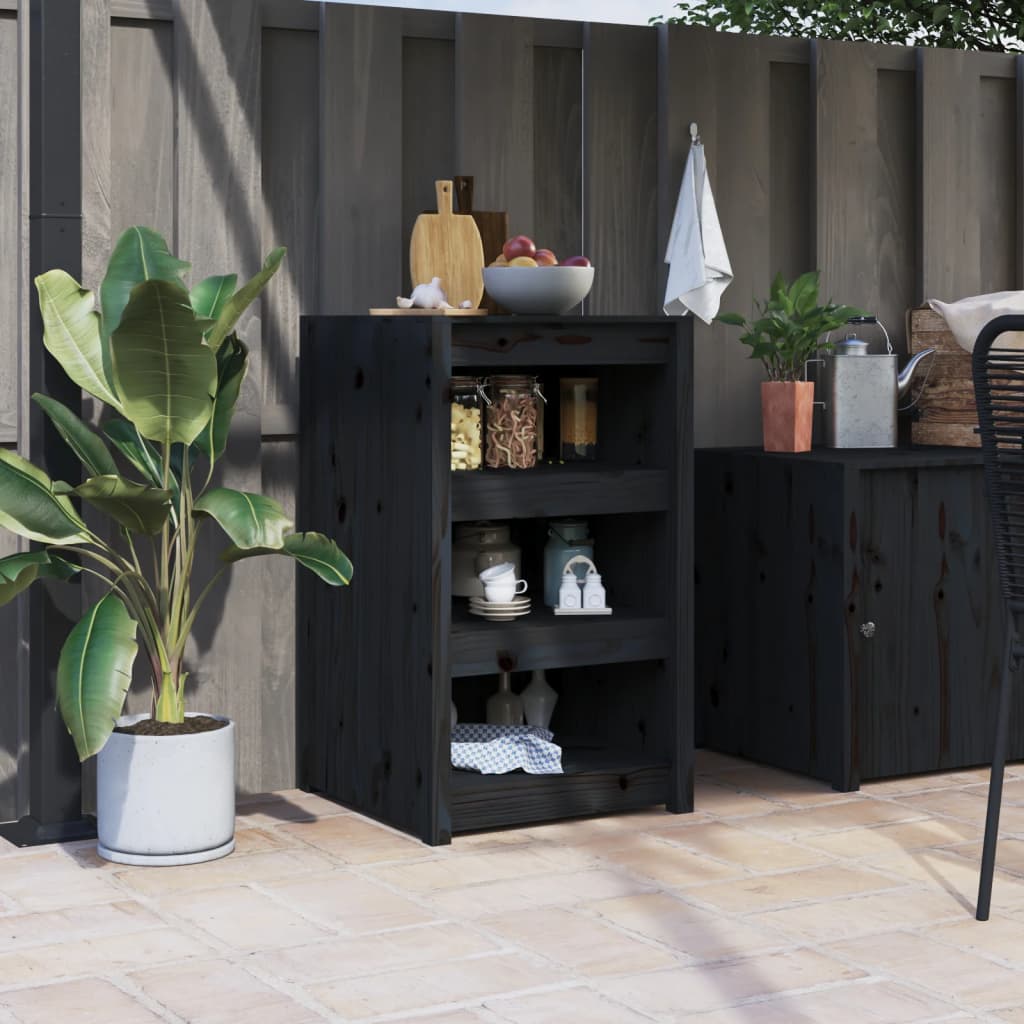 Mobile da Cucina da Esterno MEPPEL Nero 55x55x92 cm Legno Massello di Pino