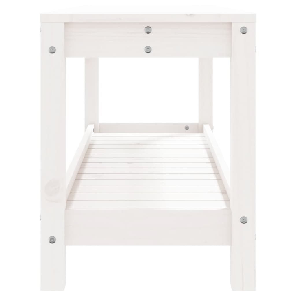 Panca da Giardino Bianca 108x35x45 cm Legno Massello di Pino - homemem39