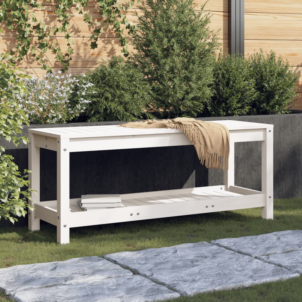 Panca da Giardino Bianca 108x35x45 cm Legno Massello di Pino - homemem39