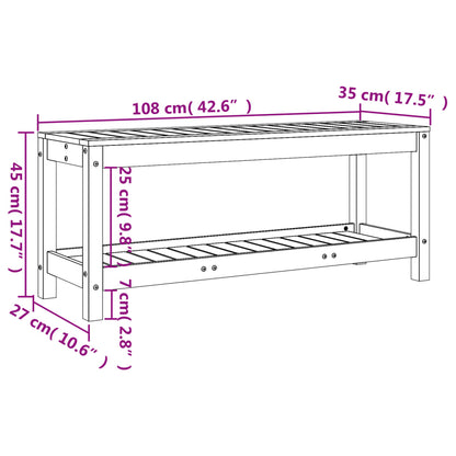 Panca da Giardino 108x35x45 cm Legno Massello Pino Impregnato | homemem39