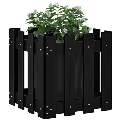 Fioriera Giardino a Recinzione Nera 40x40x40 cm Massello Pino