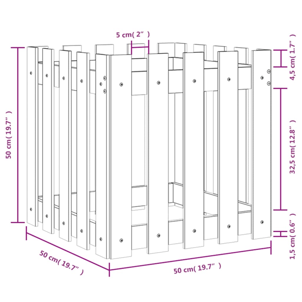 Fioriera Giardino Design Recinzione 50x50x50cm Massello Douglas | homemem39