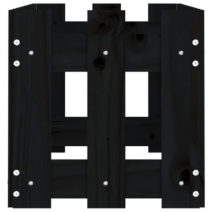 Fioriera Giardino a Recinzione Nera 100x30x30cm Massello Pino - homemem39