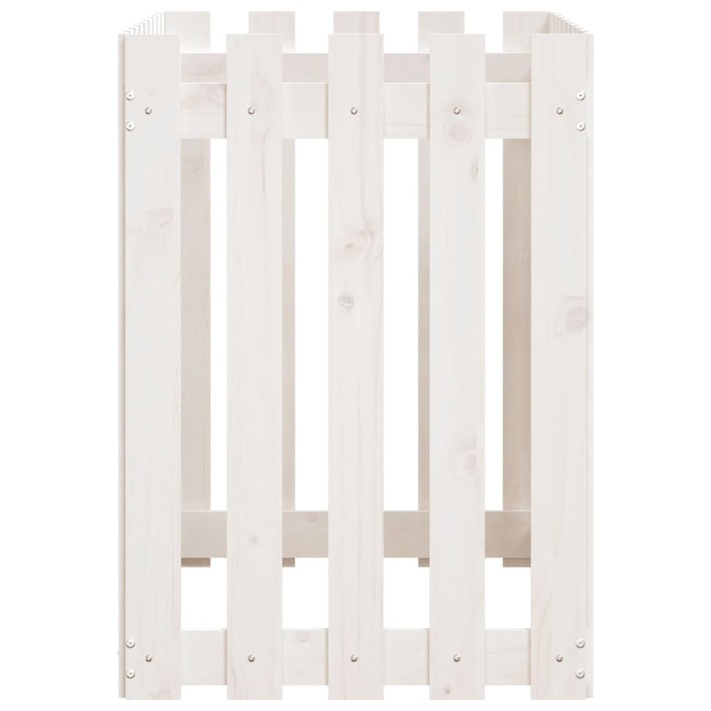 Fioriera Giardino a Recinzione Bianca 100x50x70cm Massello Pino | homemem39