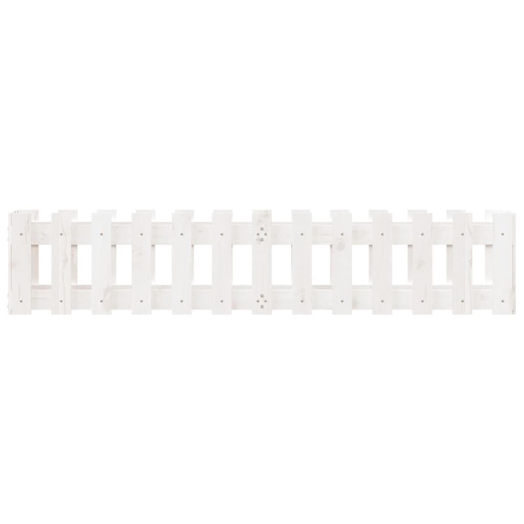 Fioriera Giardino a Recinzione Bianca 150x30x30cm Massello Pino - homemem39