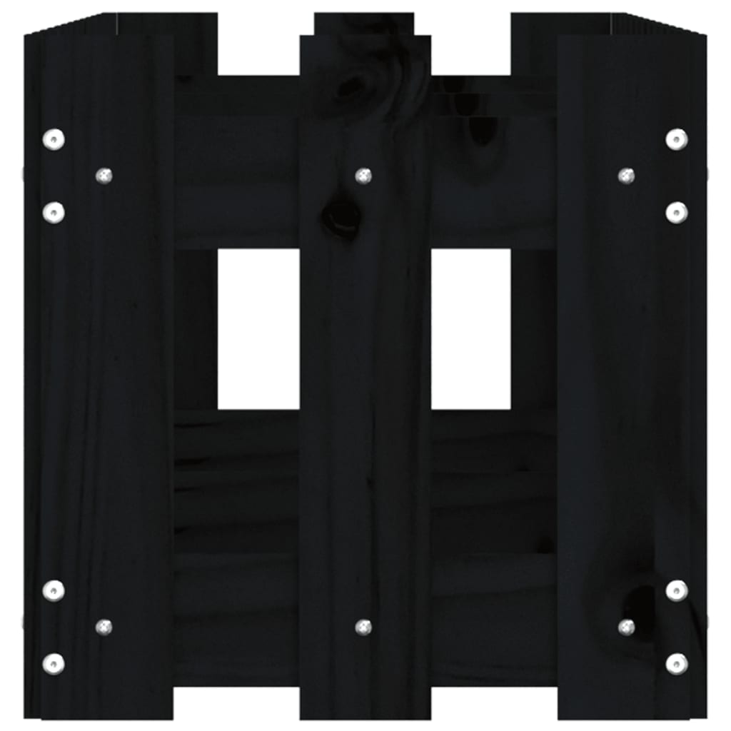 Fioriera Giardino a Recinzione Nera 150x30x30cm Massello Pino - homemem39