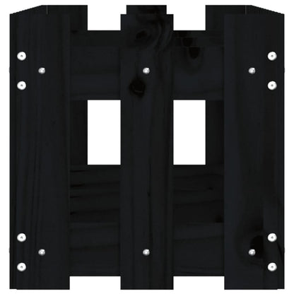 Fioriera Giardino a Recinzione Nera 150x30x30cm Massello Pino - homemem39