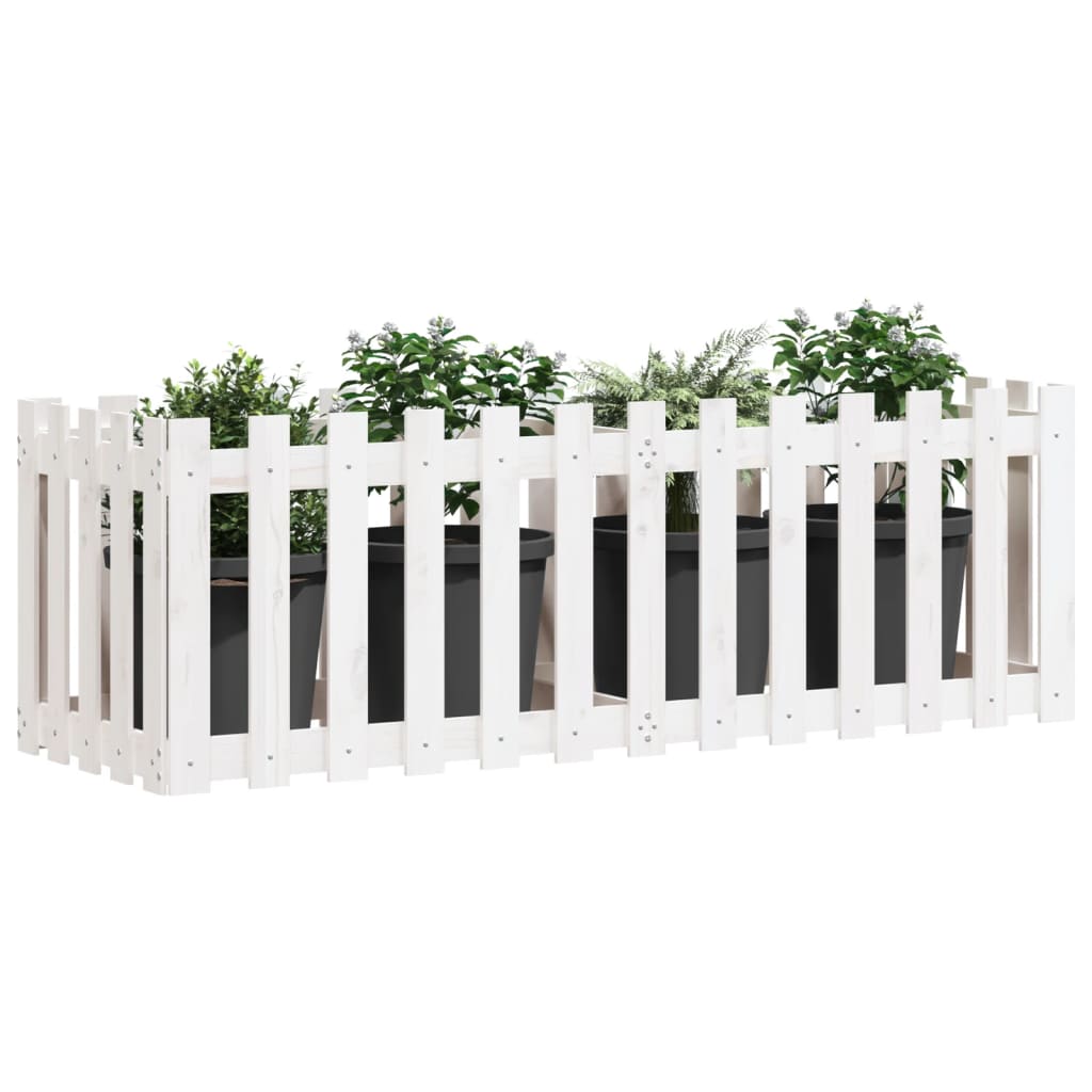 Fioriera Giardino a Recinzione Bianca 150x50x50cm Massello Pino | homemem39