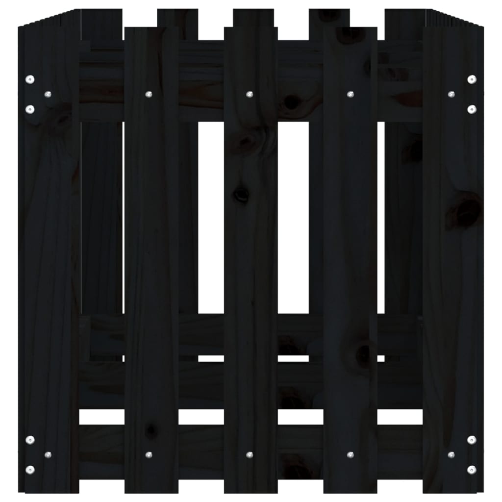 Fioriera Giardino a Recinzione Nera 150x50x50cm Massello Pino | homemem39