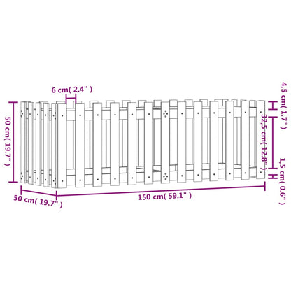 Fioriera Giardino a Recinzione Nera 150x50x50cm Massello Pino | homemem39