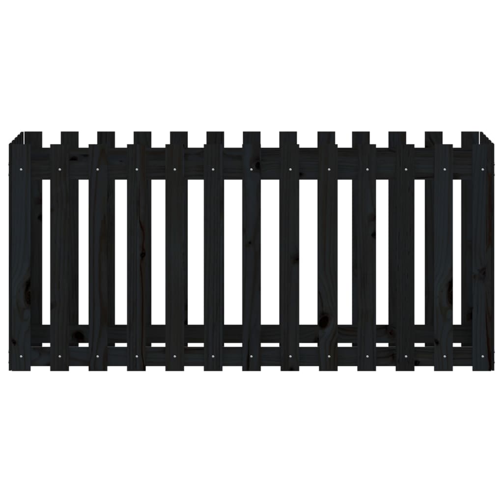 Fioriera Giardino a Recinzione Nera 150x50x70cm Massello Pino | homemem39