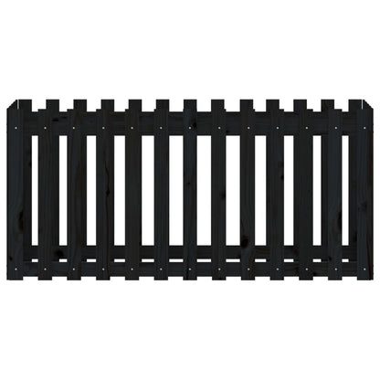 Fioriera Giardino a Recinzione Nera 150x50x70cm Massello Pino | homemem39