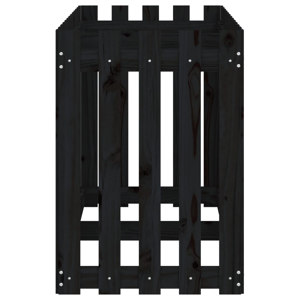 Fioriera Giardino a Recinzione Nera 150x50x70cm Massello Pino | homemem39