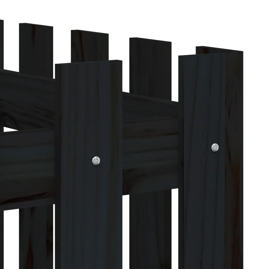 Fioriera Giardino a Recinzione Nera 150x50x70cm Massello Pino | homemem39