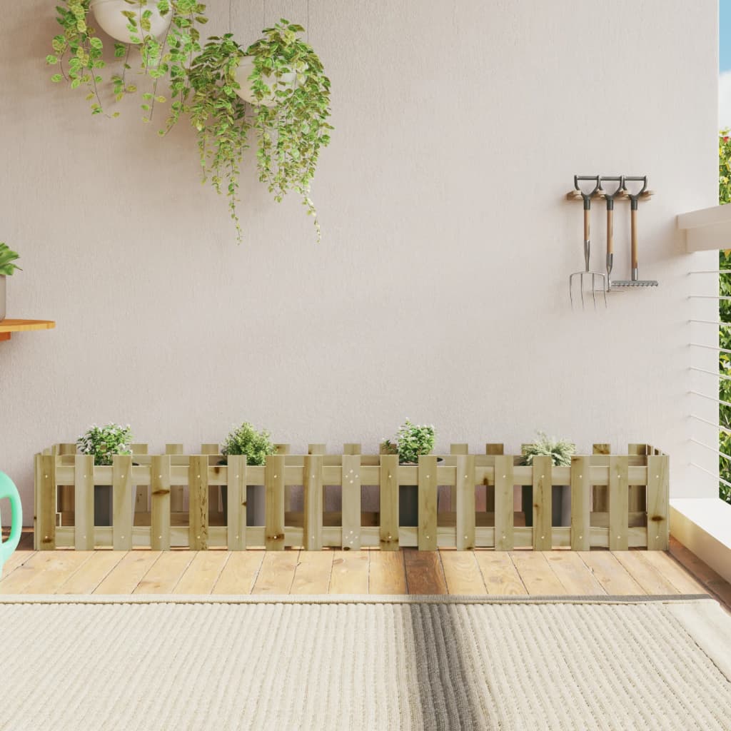 Fioriera da Giardino Recinzione 200x30x30cm in Pino Impregnato | homemem39