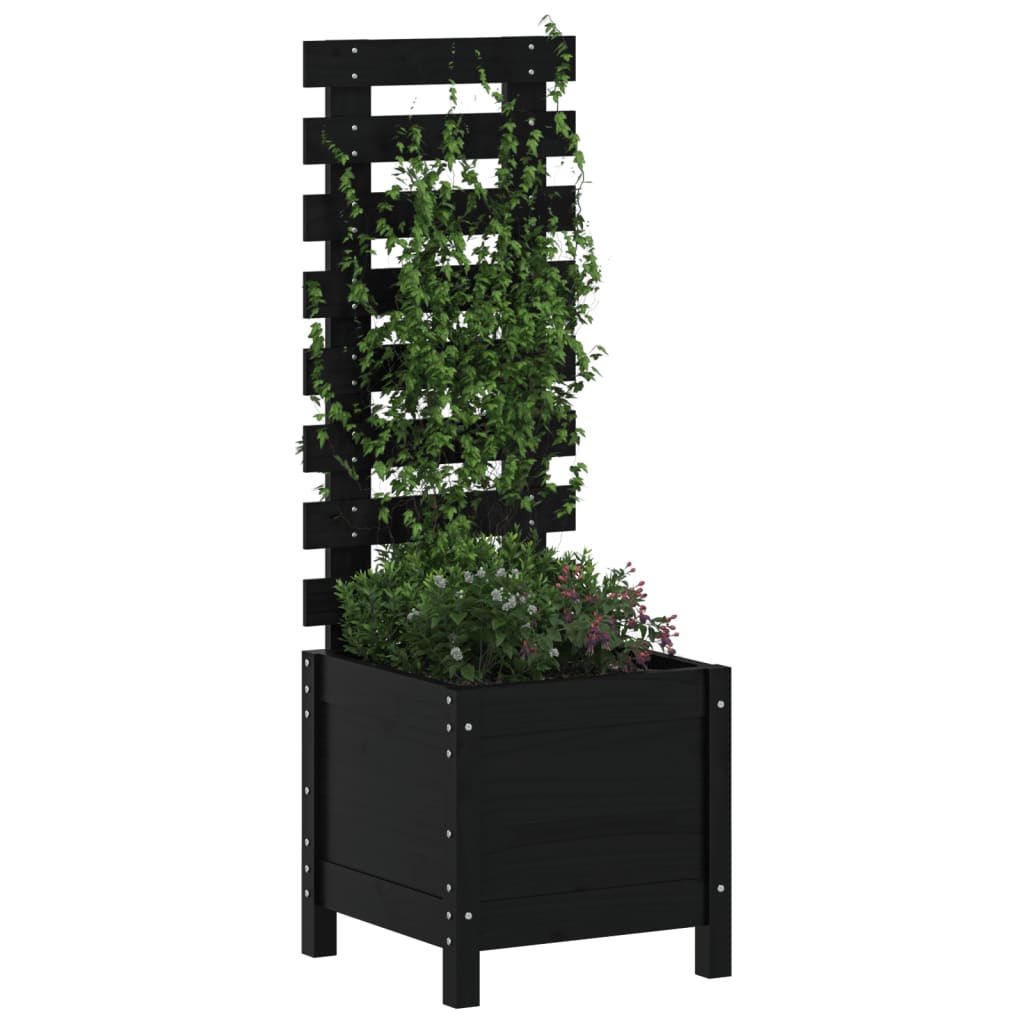 Fioriera Giardino con Rastrelliera Nera 39x39,5x114cm Pino - homemem39