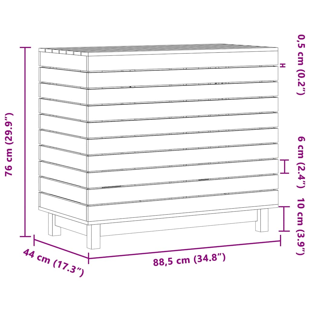 Cesto per Bucato 88,5x44x76 cm Legno Massello Pino