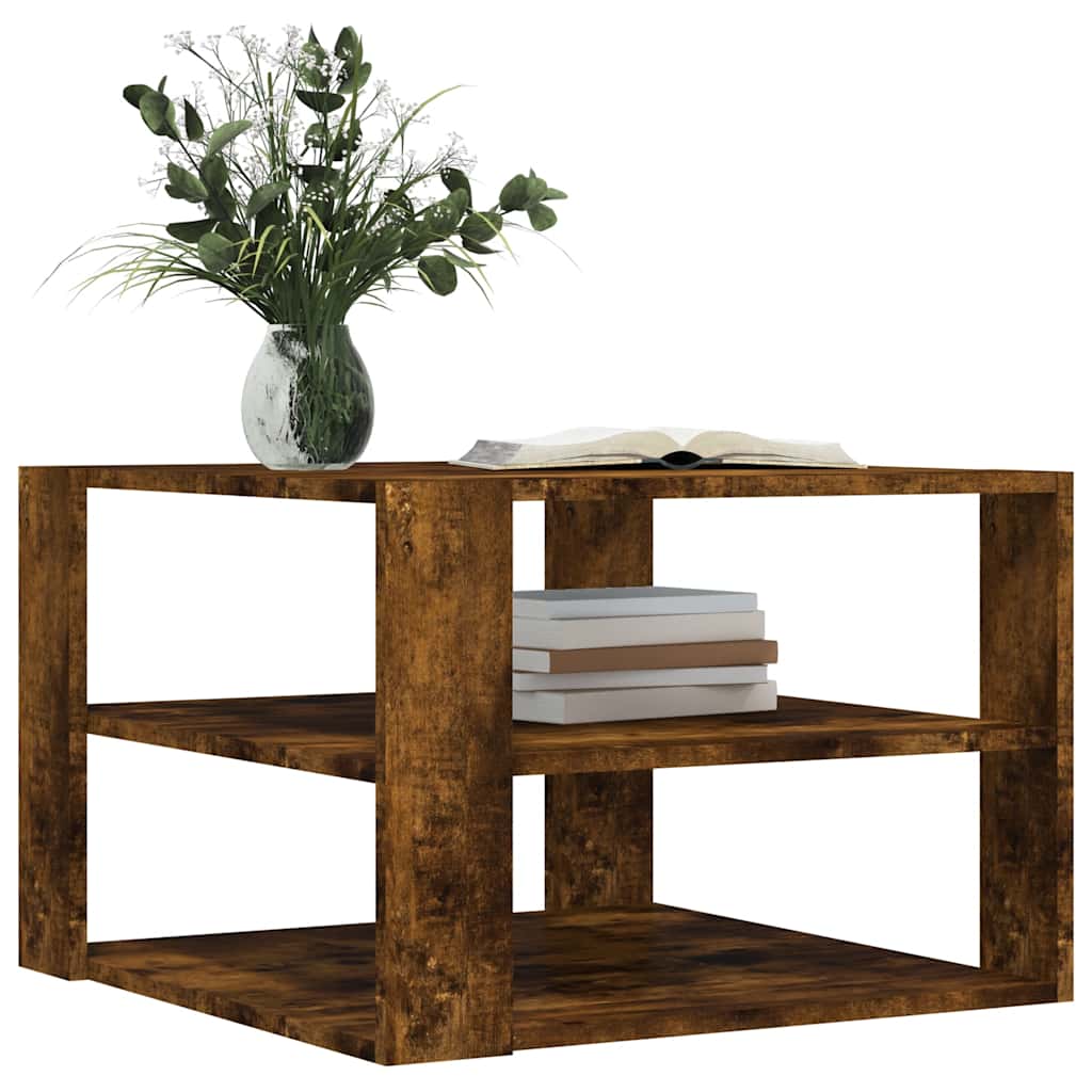 Tavolino Salotto Rovere Fumo 58x58x40 cm Legno Multistrato