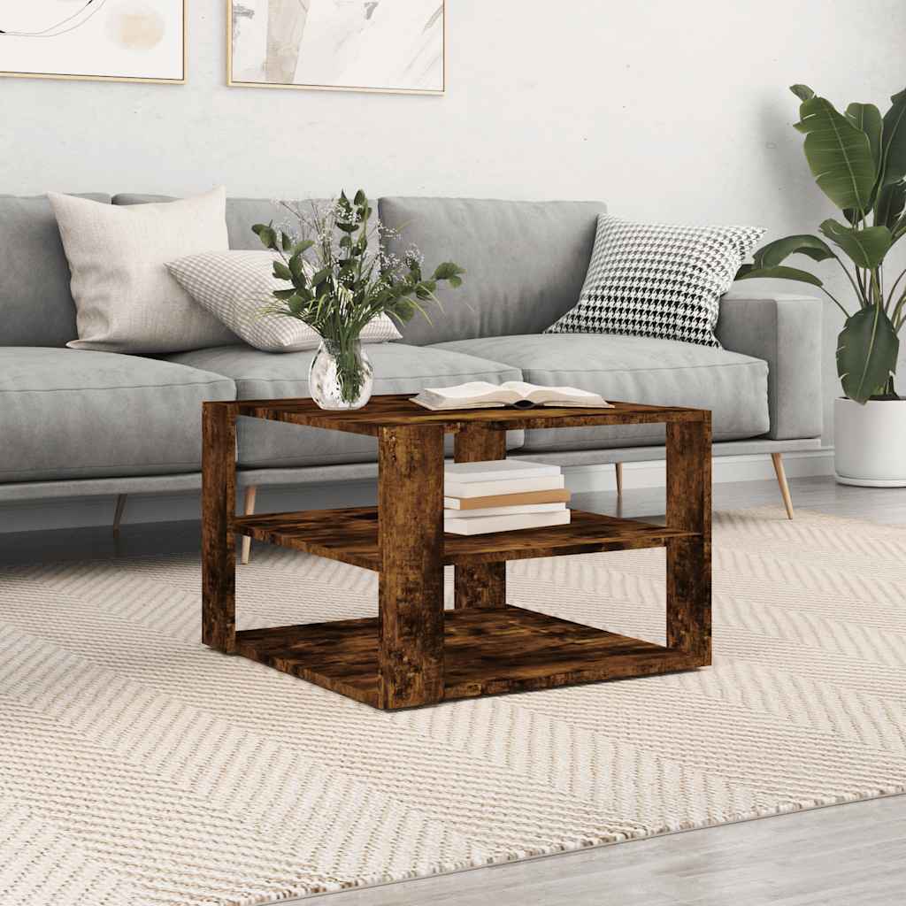 Tavolino Salotto Rovere Fumo 58x58x40 cm Legno Multistrato