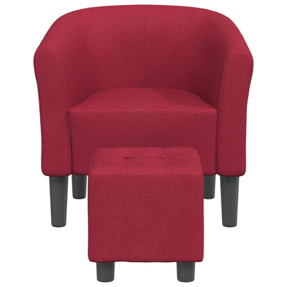 Poltrona Cabriolet con Poggiapiedi Rosso Vino in Tessuto | homemem39