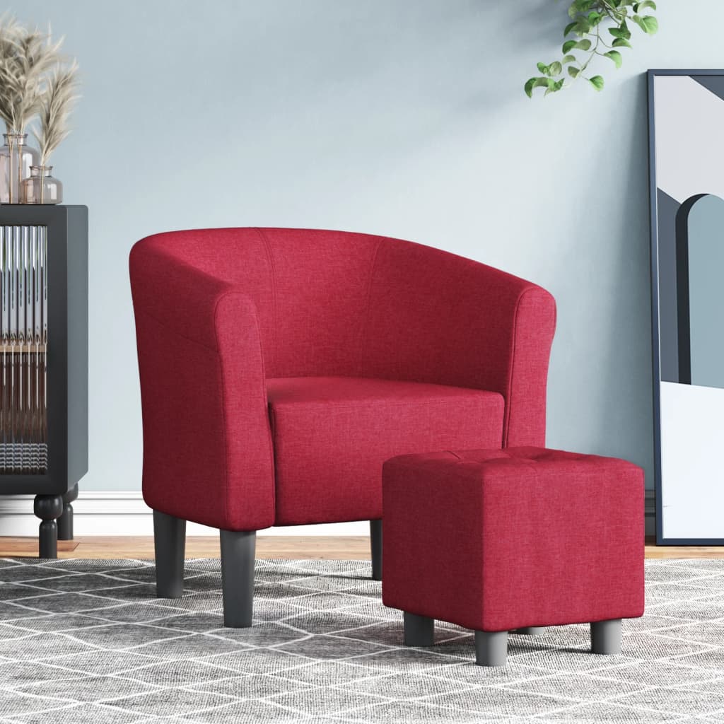 Poltrona Cabriolet con Poggiapiedi Rosso Vino
