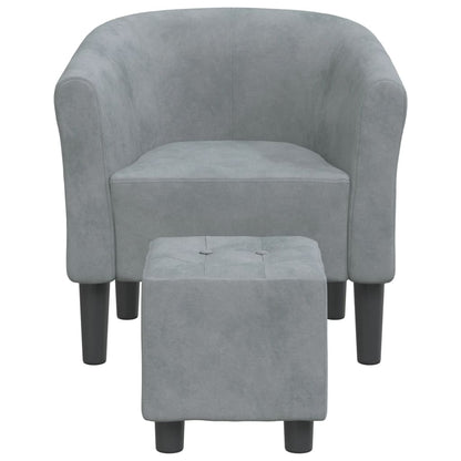 Poltrona Cabriolet con Poggiapiedi Grigio Scuro in Velluto - homemem39