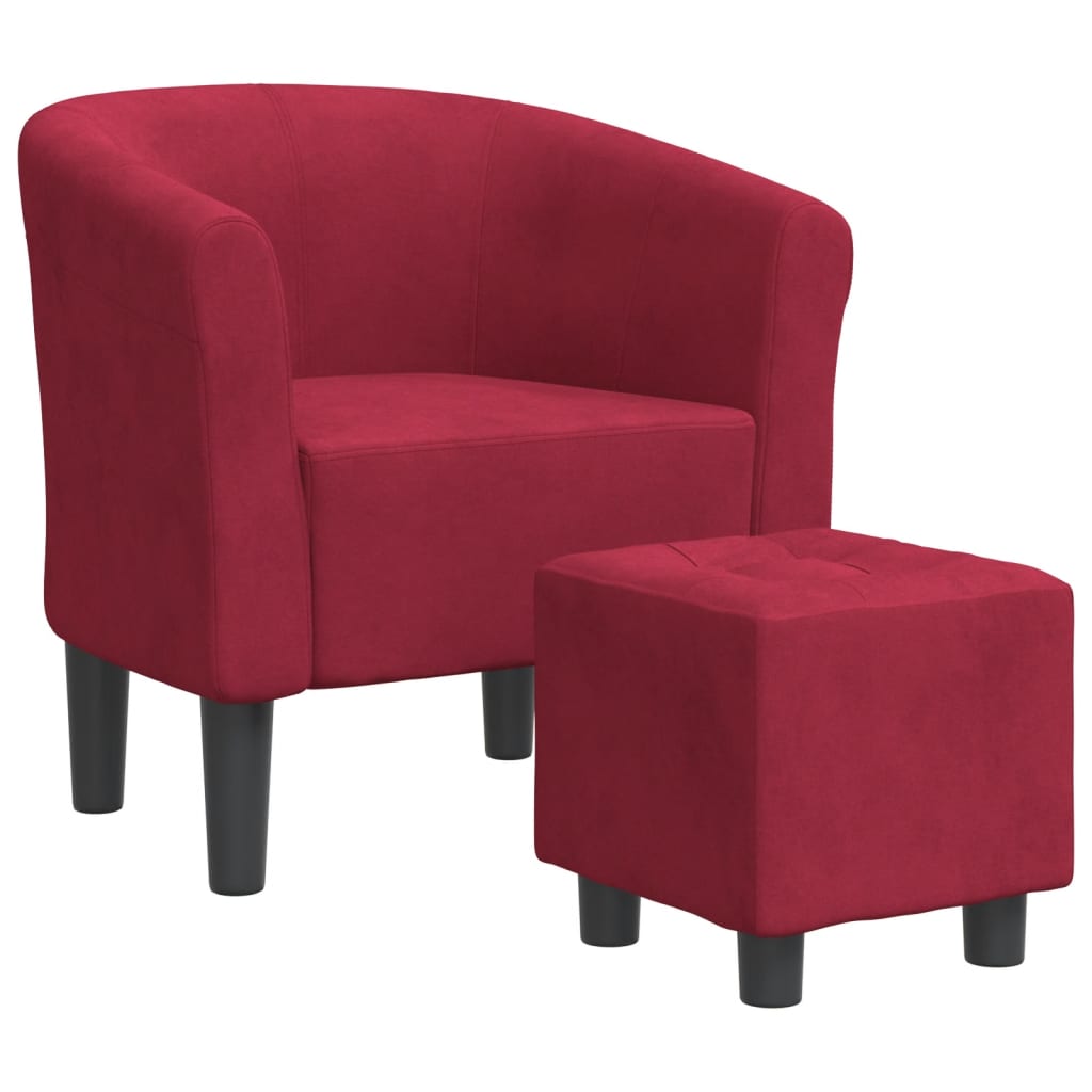 Poltrona Cabriolet con Poggiapiedi Rosso Vino