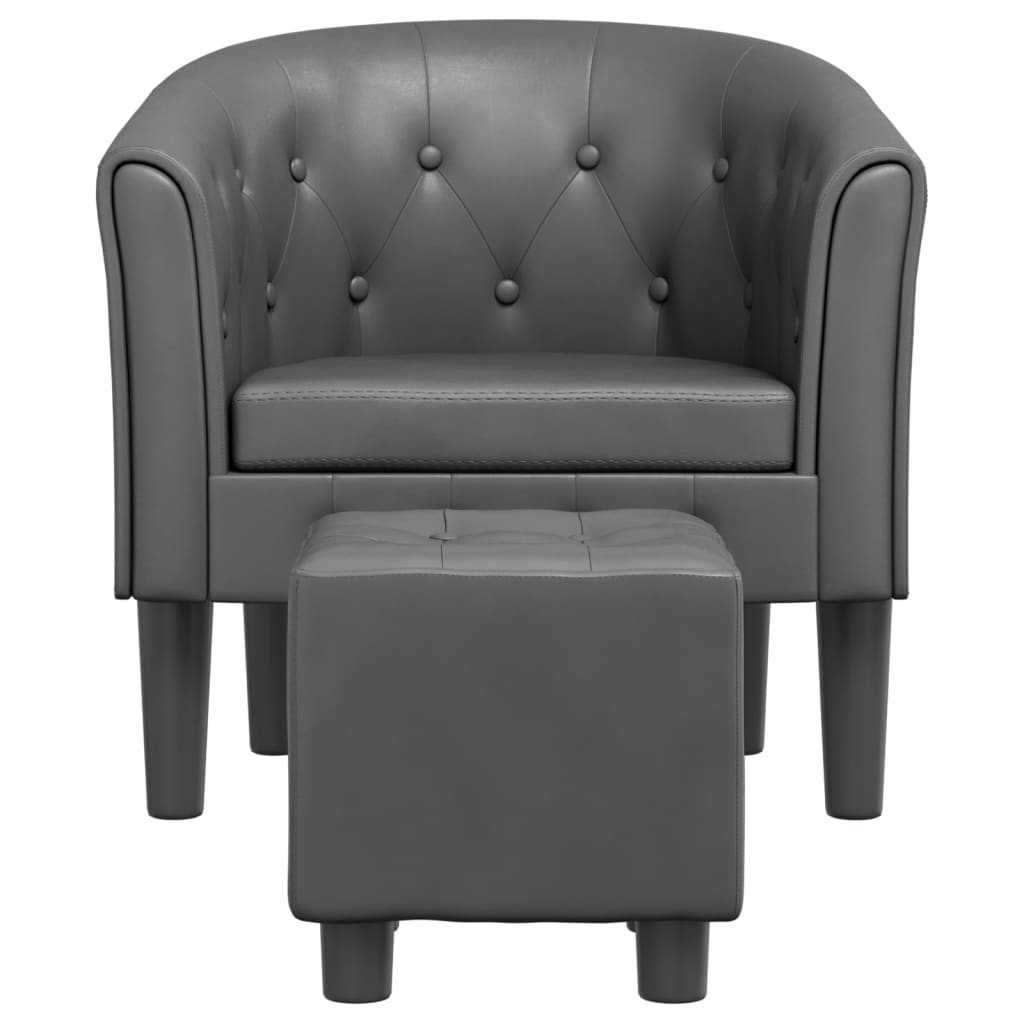 Poltrona a Pozzetto con Poggiapiedi Grigia in Similpelle - homemem39