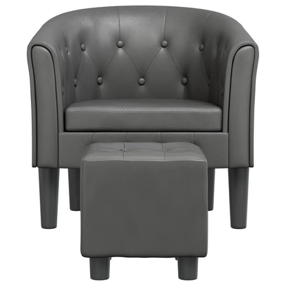 Poltrona a Pozzetto con Poggiapiedi Grigia in Similpelle - homemem39