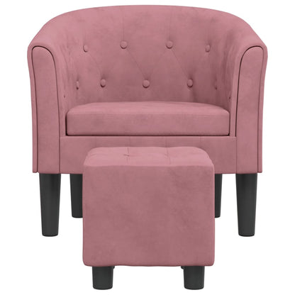 Cabriolet Armchair with Pink Velvet Footstool