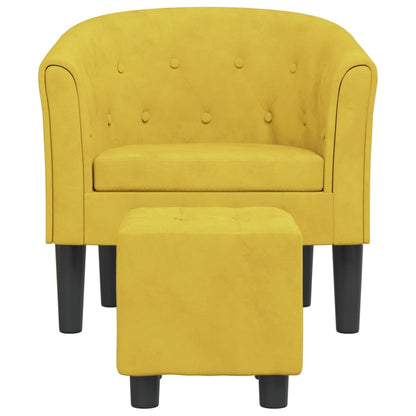 Cabriolet Armchair with Yellow Velvet Footstool