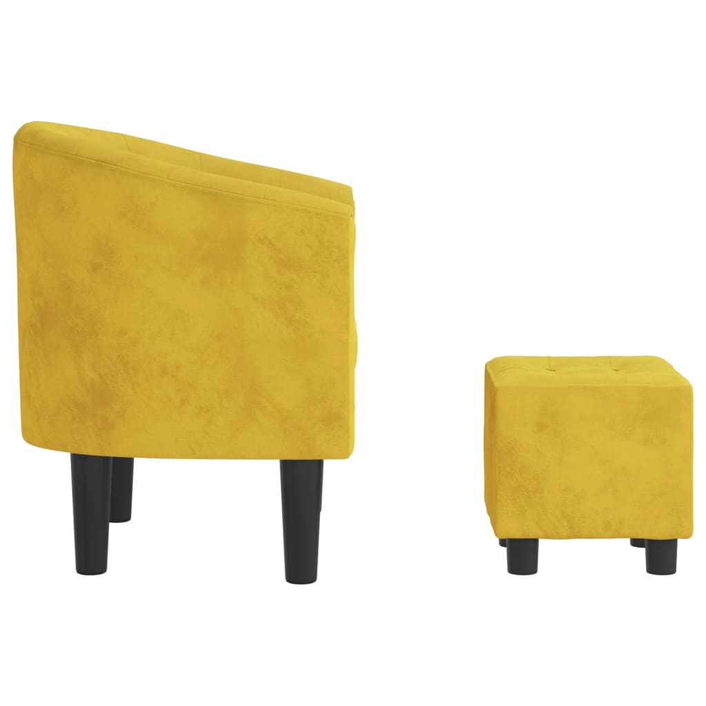 Cabriolet Armchair with Yellow Velvet Footstool