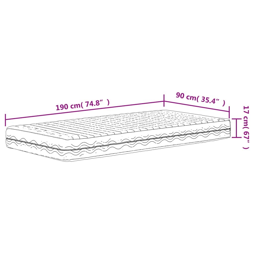 Materasso in Schiuma Bianco 90x190 cm Durezza H2 H3 - homemem39