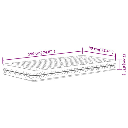 Materasso in Schiuma Bianco 90x190 cm Durezza H2 H3