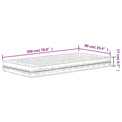 Materasso in Schiuma Bianco 90x200 cm Durezza H2 H3