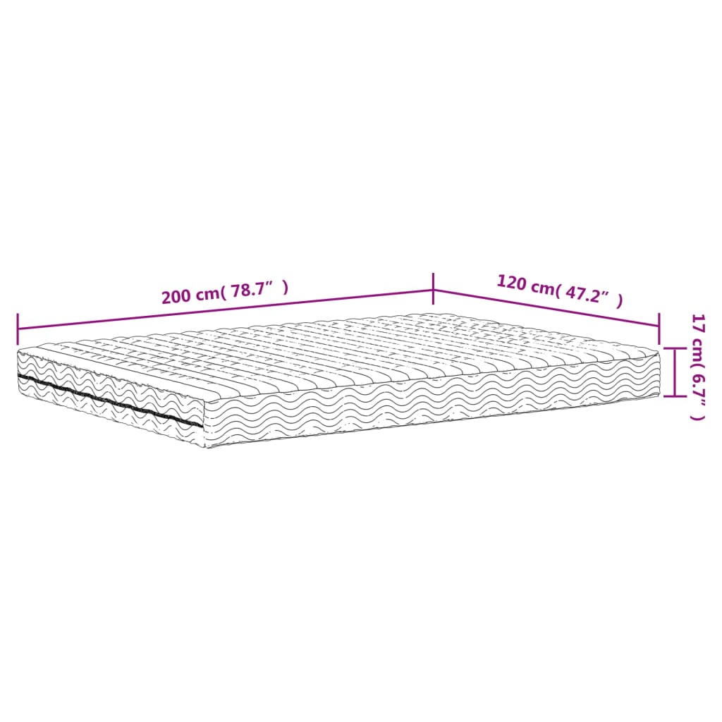 Materasso in Schiuma Bianco 120x200 cm Durezza H2 H3