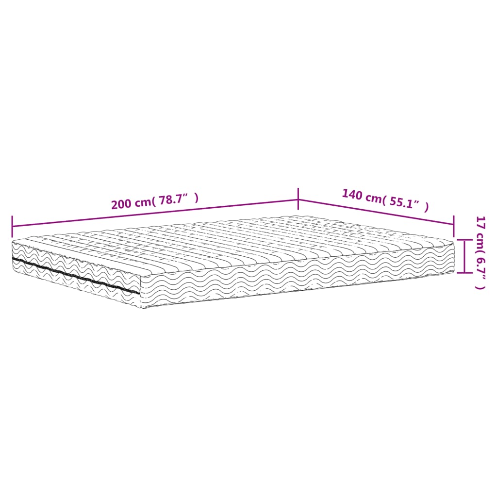 Materasso in Schiuma Bianco 140x200 cm Durezza H2 H3