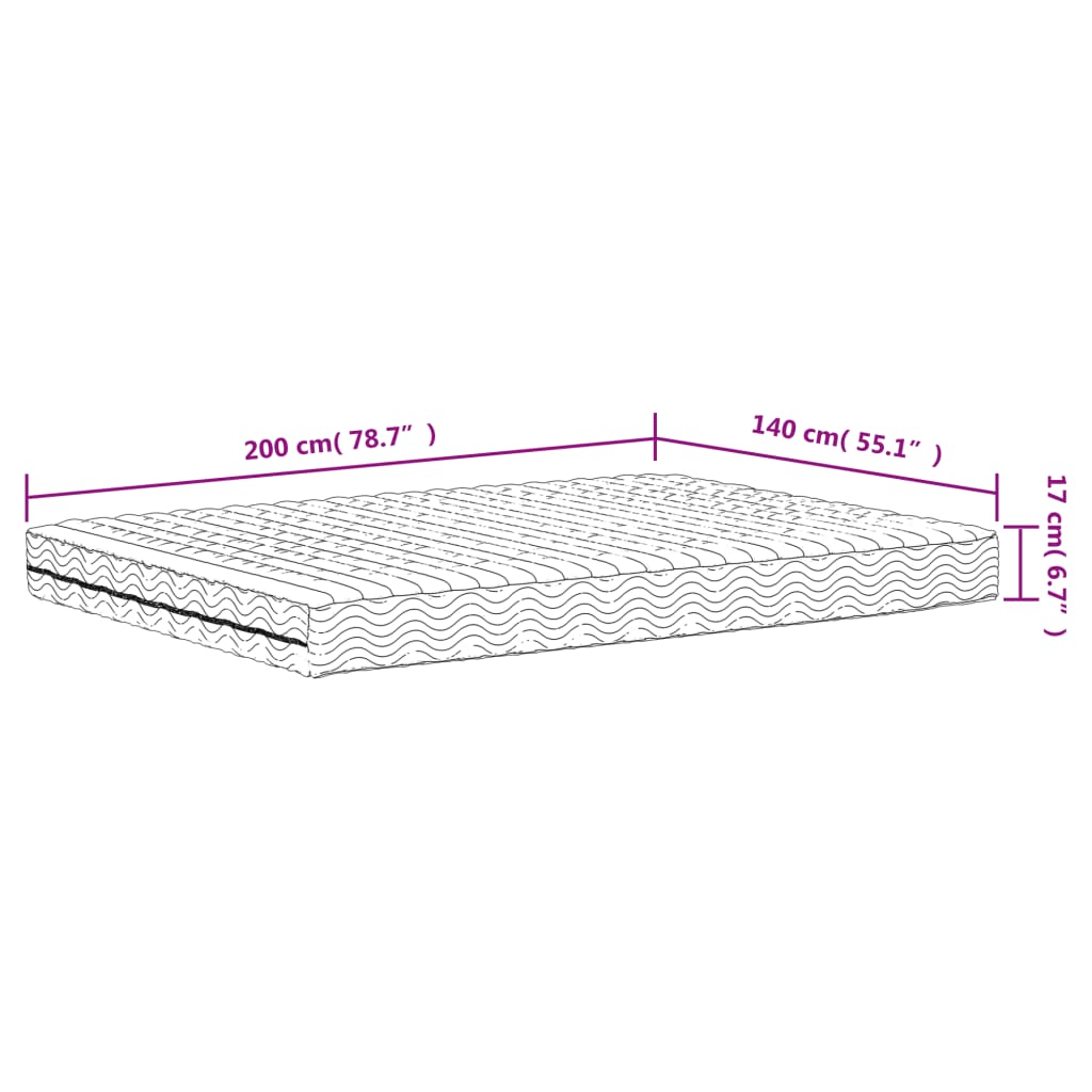 Materasso in Schiuma Bianco 140x200 cm Durezza H2 H3