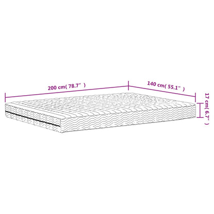 Materasso in Schiuma Bianco 140x200 cm Durezza H2 H3