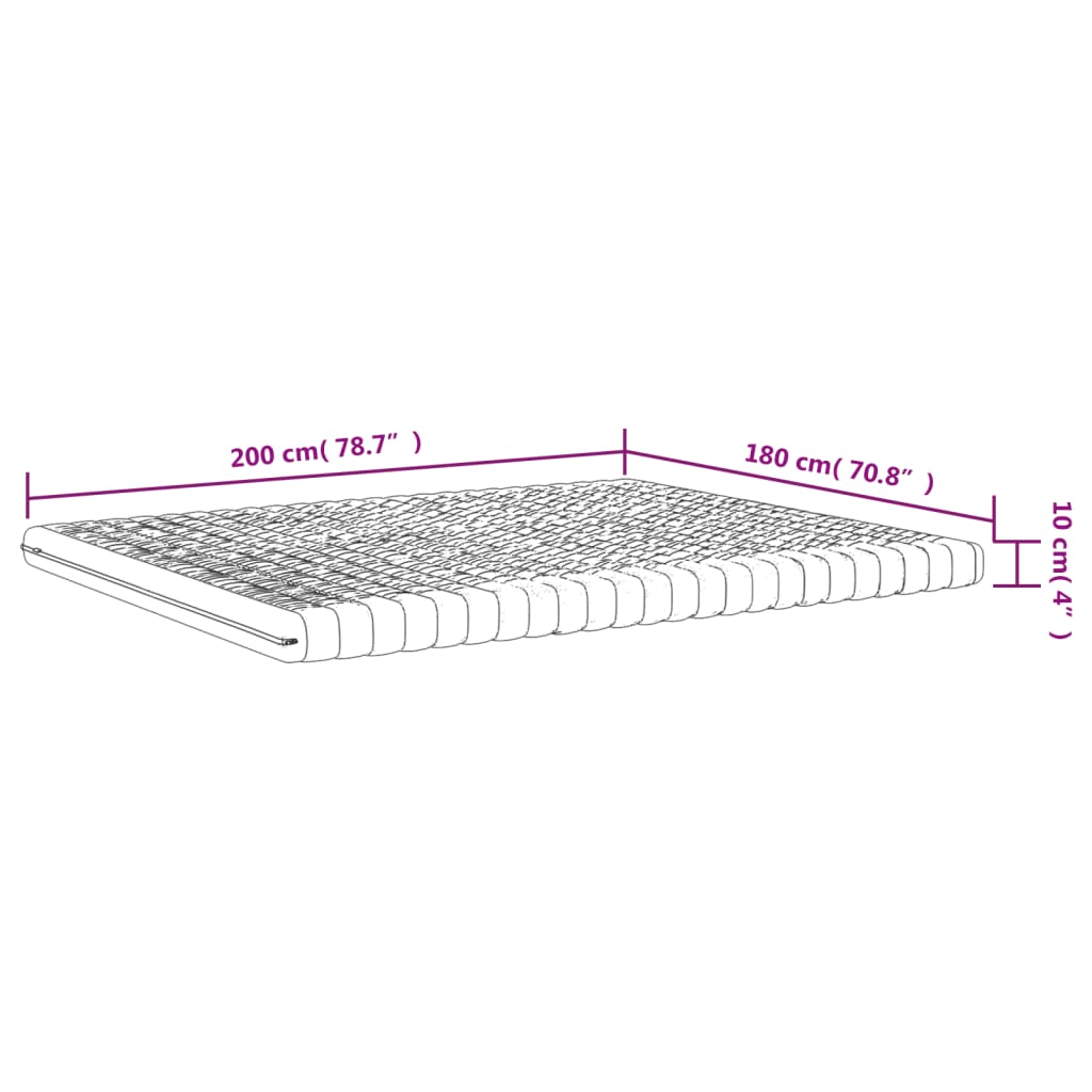 Materasso in Schiuma Bianco 180x200 cm 7 Zone Durezza 20 ILD