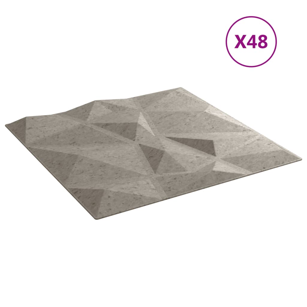 Pannelli Murali 48 pz Grigio Cemento 50x50cm XPS 12 m² Diamante - homemem39