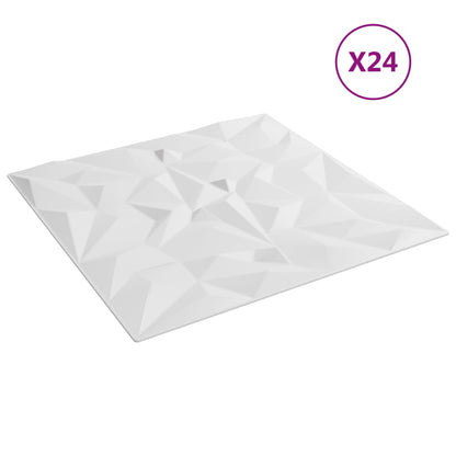Pannelli Murali 24 pz Bianchi 50x50 cm XPS 6 m² Ametista - homemem39