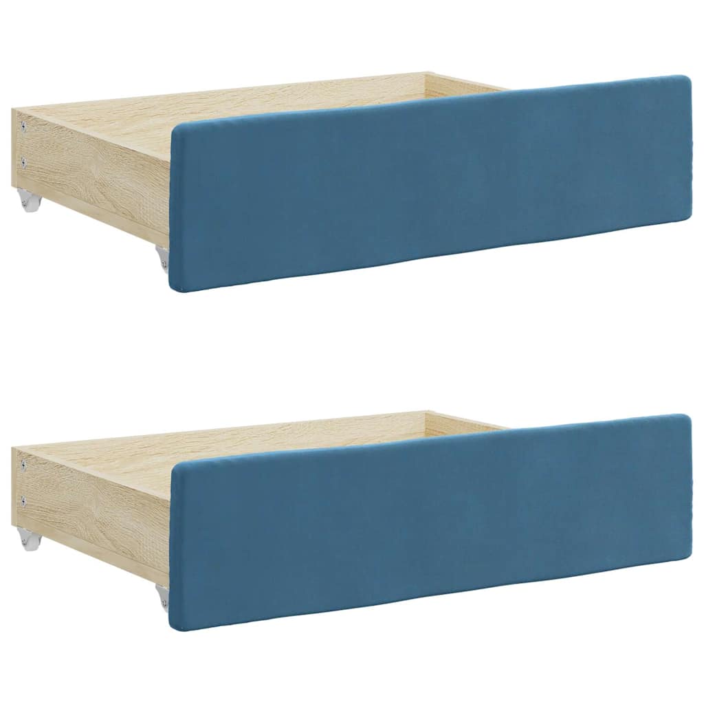 Cassetti da Letto 2pz Blu in Legno Multistrato e Velluto - homemem39