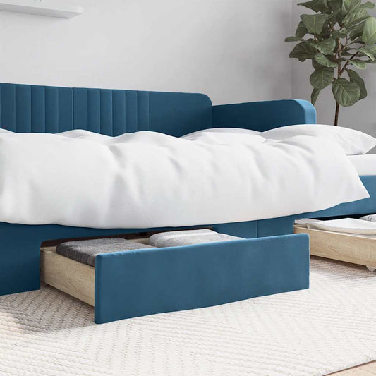 Cassetti da Letto 2pz Blu in Legno Multistrato e Velluto - homemem39