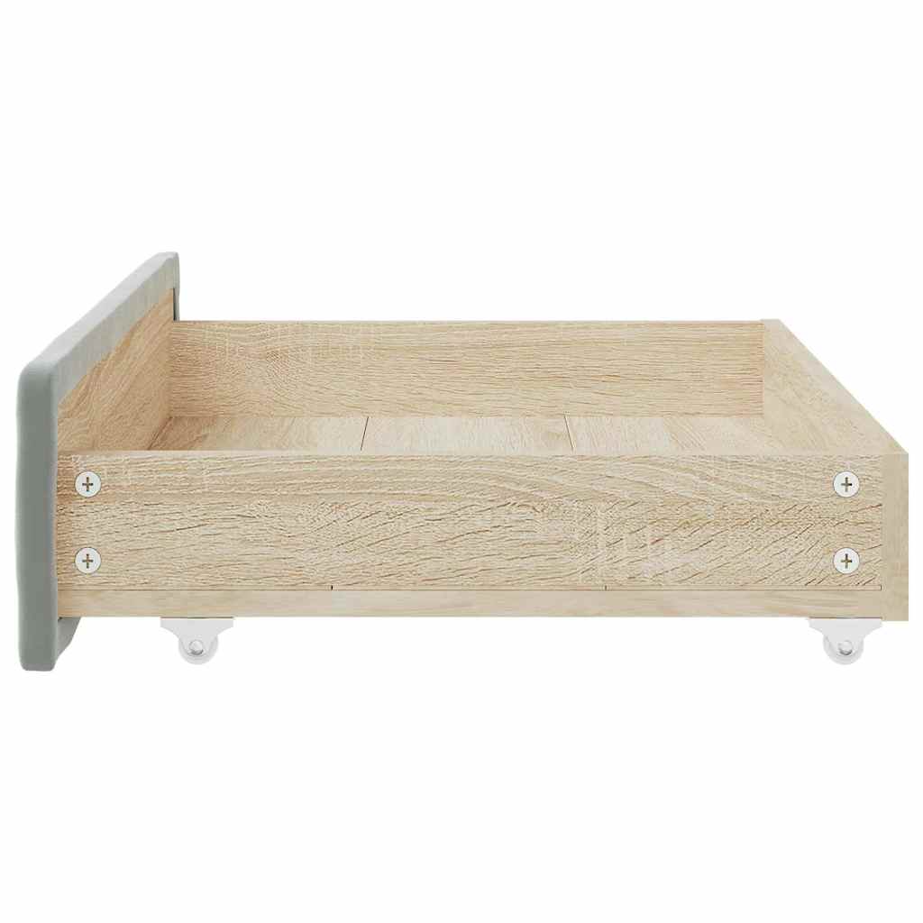 Cassetti da Letto 2pz Grigio Chiaro Legno Multistrato e Velluto - homemem39