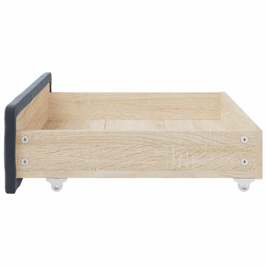 Cassetti da Letto 2pz Grigio Scuro Legno Multistrato e Velluto - homemem39
