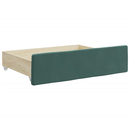 Cassetti da Letto 2pz Verde Scuro Legno Multistrato e Velluto