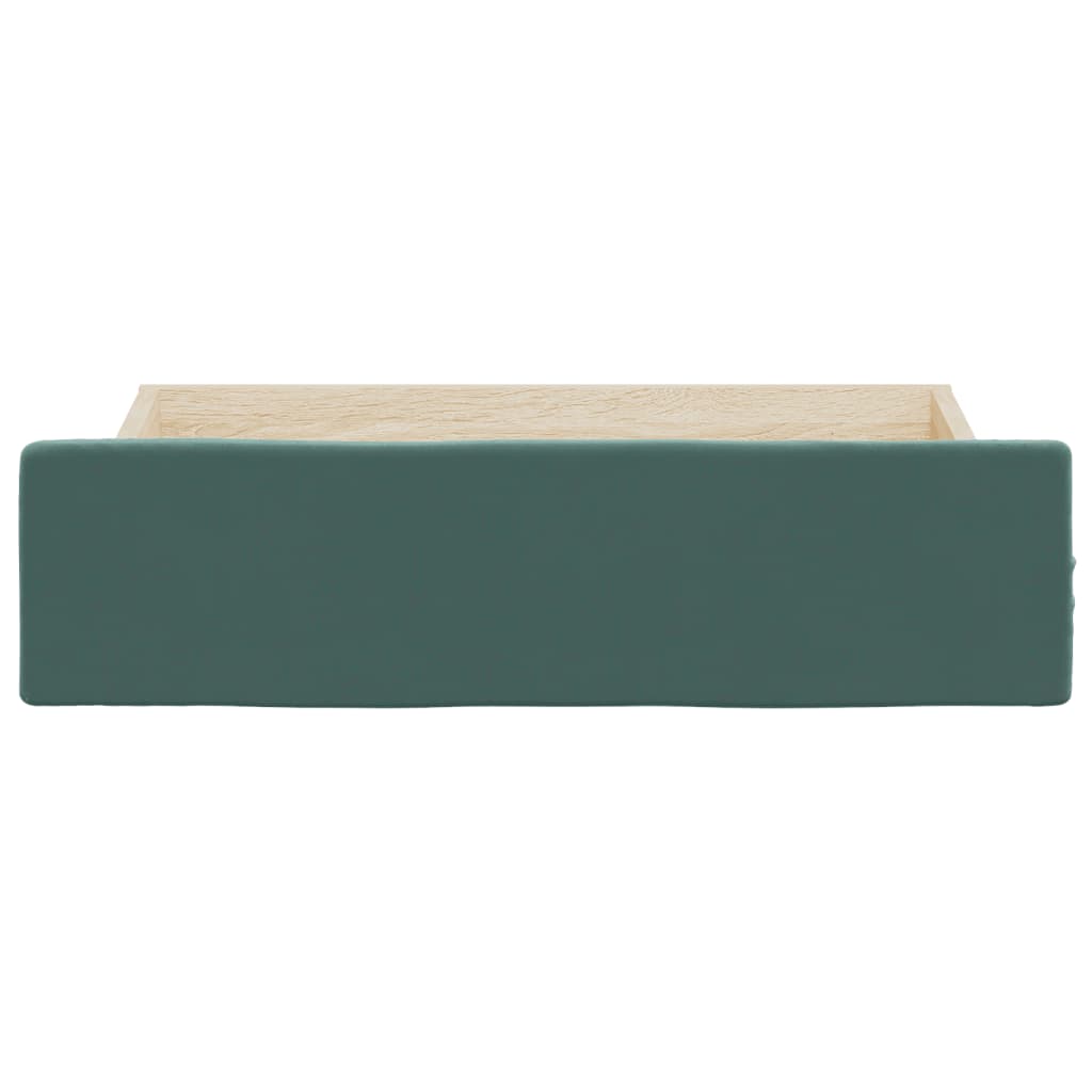 Cassetti da Letto 2pz Verde Scuro Legno Multistrato e Velluto