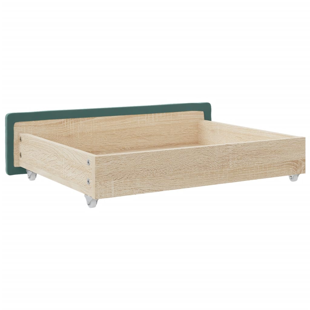 Cassetti da Letto 2pz Verde Scuro Legno Multistrato e Velluto