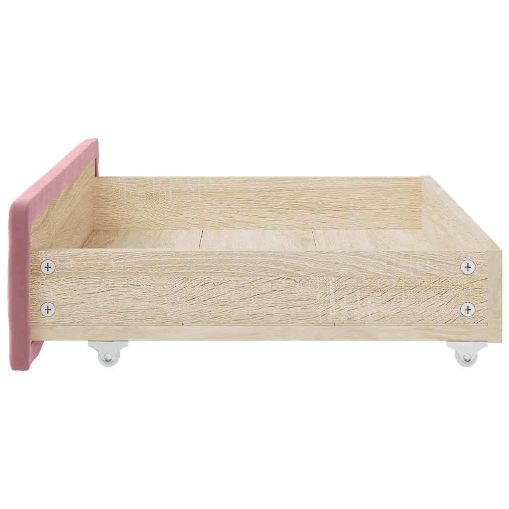Cassetti da Letto 2pz Rosa in Legno Multistrato e Velluto - homemem39